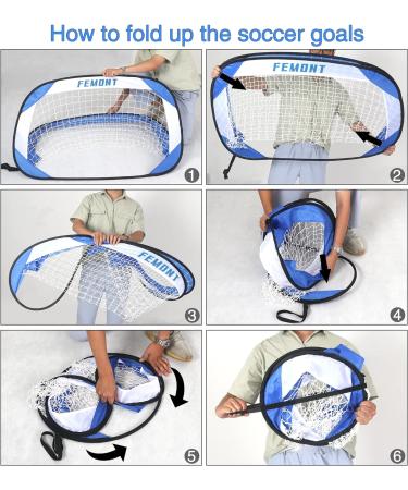 Femont Folding Pop Up Soccer Goals 2 Pack - Portable Nets for Kids & Adults - Includes Carrying Bag - Indoor & Outdoor Soccer Practice & Training - Buy Online on GoSupps.com