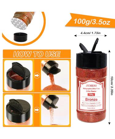 Buy Jemesi Bronze Fine Glitter Powder - Holographic Glitter for Epoxy Resin Nail Art Body Decoration & Crafts - 100g International Shipping - Buy Online on GoSupps.com