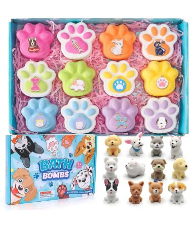 G.C Paw Bath Bombs for Kids with Surprise Puppy Toys - 12Pcs Organic Bubble Bath Fizz Balls & Necklace for Boys and Girls - Non-Inside, Natural Toddler Bath Bombs - Buy Online on GoSupps.com
