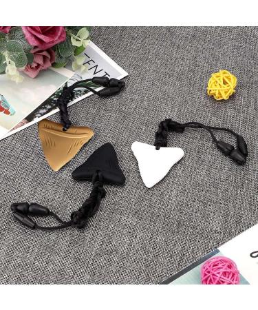 3-Piece Silicone Chewing Necklace Set for Kids - Safe & Sensory Bite Rings | Pearl White Black Khaki - Buy Online on GoSupps.com