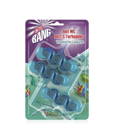 Cillit Bang 6in1 toilet turquoise engineer Tropical lagoon - the toilet water dyes turquoise - a clean fresh toilet with every rinsing gear - 1 x 3 toilet trunks 3 pieces (1 Pack) toilet turquoise aircraft trio
