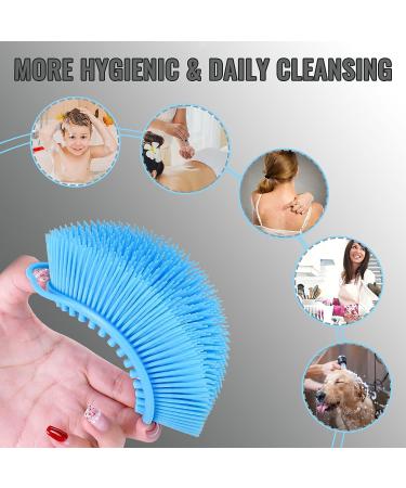 Set of 3 Silicone Body Scrubbers for Gentle Exfoliation - Bath Sponge Shower Loofah Set for Sensitive Skin - Silicone-Black/Gray/Blue - Buy Online on GoSupps.com