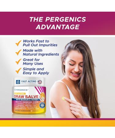 Pergenics Manuka Honey Draw Salve Ointment for Skin Soothing Boil & Cyst Ingrown Hair Splinter Remover Bug Spider Bites Bee Sting Mosquito Itching Poison Ivy Minor Cuts Burns 2 Oz - Buy Online on GoSupps.com