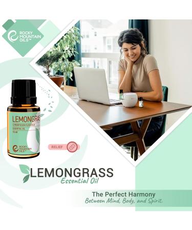 Rocky Mountain Oils Lemongrass Essential Oil - 15ml | Best for Diffusers & Topical Use - Premium Quality Essential Oil for Home & Wellness - Buy Online on GoSupps.com