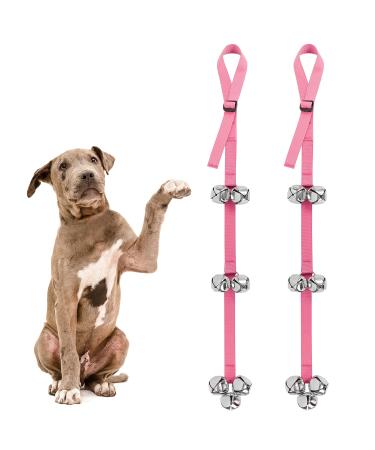 Dyrdecly 2 piece of dog bell for pot training dog ring dog training bell adjustable hanging blocks for dogs pink communication pink