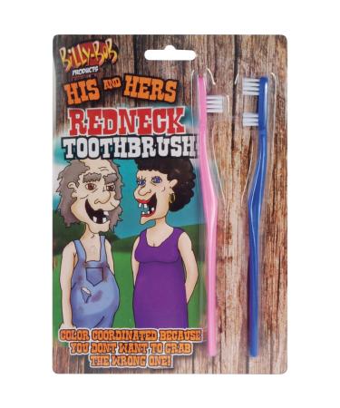 Billy-Bob His and Hers Redneck Toothbrush Hillbilly 4" Gag Gift Blue Pink