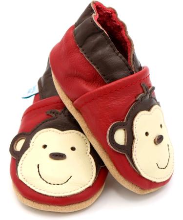 Dotty Fish Soft Leather Baby Shoes for Boys | Non Slip Toddler Shoes | Animal Designs | Red Monkey | 0-6 Months to 4-5 Years - Buy Online on GoSupps.com