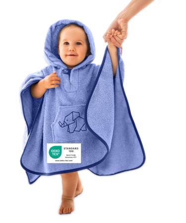 ULLENBOOM BATEPONCHO BABIL Terry from 100% cotton (Oeko-Tex certified) and made in EU-ideal as a bath towel and bathrobe for children and babies from 1-3 years of blue unit size
