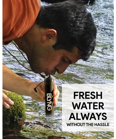 Survival Gear Straw Water Filter - Blocks 99.99% Microplastics - Backpacking & Camping Essential - Black - Buy Online on GoSupps.com