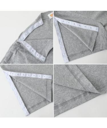 Post Shoulder Surgery Shirts | Cotton Chemo Shirts for Port Access | Men's Crewneck Tear Away Recovery T-Shirt with Side Snaps | Large Grey - Buy Online on GoSupps.com