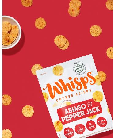 Whisps Cheese Crisps 2.12 Oz (Pack of 3) - Asiago & Pepper Jack, Keto Snacks with 26g Protein. Low Carb, Gluten & Sugar Free, All Natural Cheese Crisps - Great Tasting Healthy Snack - Buy Online on GoSupps.com