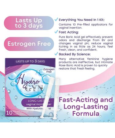 Hydro GYN Vaginal Moisturizer - Long-Lasting Relief for Dryness & Discomfort | Estrogen & Hormone Free | 10 Pre-Filled Applicators - Buy Online on GoSupps.com