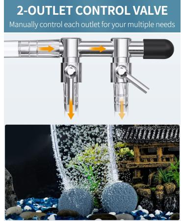 Pawfly 2-Way Aquarium Air Flow Control Valve Distributor - Multi-Port T-Shape & Straight Connector with 1 Check Valve & 4 Suction Cup Clips for Fish Tanks - Buy Online on GoSupps.com