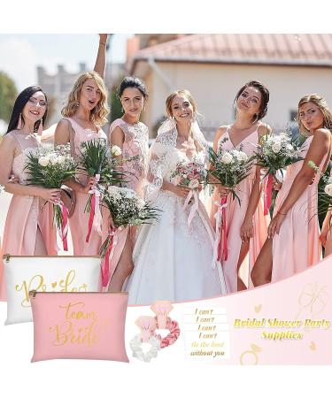 24 Pcs Team Bride Bridesmaid Gift Set - Bachelorette Party Favor, Wedding Supplies - 8 Makeup Bags, 8 Scrunchies, 8 Cards (Sweet Colors, Classic Style) - Buy Online on GoSupps.com