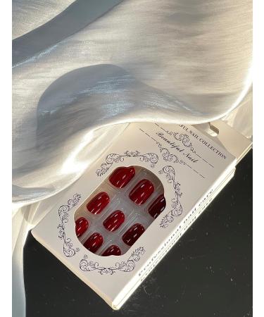 Square Short Red Fake Nails - Glossy Dark Red Extra Short False Nails for Women - Buy Online on GoSupps.com