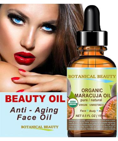 Botanical Beauty Organic MARACUJA OIL 100% Pure Natural Cold Pressed Undiluted for Face Skin Hair Body Lip Nails 0.5 Fl.oz.- 15 ml Rich in vitamin C - Buy Online on GoSupps.com