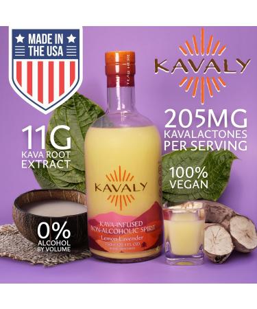 Kavaly Non Alcoholic Kava Infused Spirit Premium Alcohol Free Kava Drink for Social Rituals and Mocktails Modern Alcohol Alternative Lemon Lavender 750 ml - Buy Online on GoSupps.com