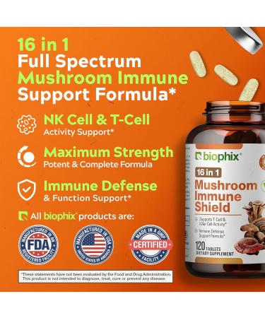biophix 16 in 1 Advanced Mushroom Shield with Vitamin C 120 Tablets - Buy Online on GoSupps.com