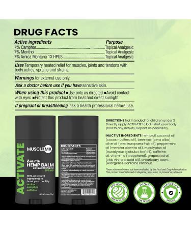 Extra Strength Heated & Cooling Hemp Balm | Natural Relief for Muscles Joints Back Aches & More | Long-Lasting Hemp Cream with Menthol Arnica Camphor - Buy Online on GoSupps.com