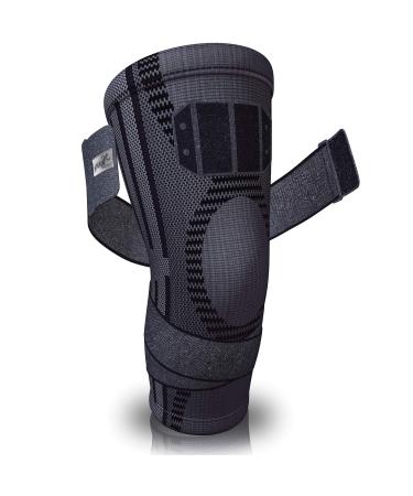 Pure Support Knee Brace, Compression Sleeve for Running, Arthritis Pain, Sports Large Black/Straps