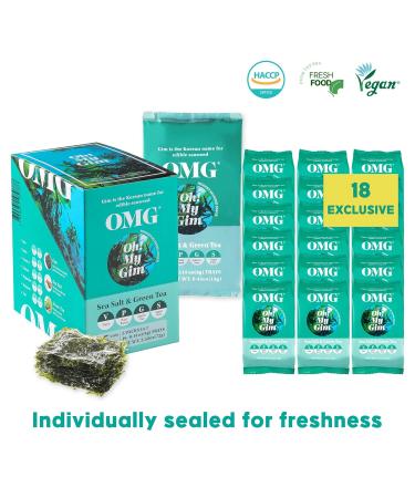 OMG OH My Gim Seaweed Sea Salt & Gr ntee 4G * 18er - Vegan Dried Seaweed Chips | Korean Food Gift Packaging - Buy Online on GoSupps.com