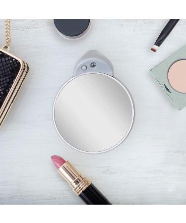 Zadro Dual-Sided 10X/5X Magnification LED Lighted Compact Travel Makeup Mirror - Gray/White - Buy Online on GoSupps.com