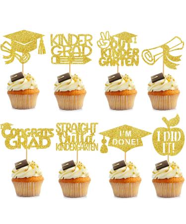24Pcs Gold Kindergarten Graduation Cupcake Toppers Kindergarten Graduation Cupcake Picks Kindergarten Graduation Cupcake Decorations Kindergarten Graduation Decorations