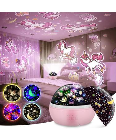 Unicorn Toys for Girls Vingtank Night Light Kids Girls Toys Age 4 5 6 7 8 Star Projector Kids Toys for 1-12 Year Old Girls Birthday Decorations Children Room Decor Green red