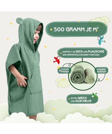 Fuchs Panda Children's Bathing Poncho - Extra Warm & Soft 100% Bamboo Towel Poncho | Perfect Gift in Copper-Green - Buy Online on GoSupps.com