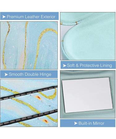 Moko Double-Sided Glasses Case with Mirror - Scratch-Resistant Wearable Holder for Glasses Reading Glasses & Contact Lenses - Marble Light Blue - Buy Online on GoSupps.com