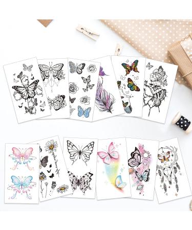 Glow In The Dark Butterfly Tattoos for Kids Girls - Konsait 12 Sheets | Safe & Easy to Use Neon Temporary Tattoos - Party Favors and Makeup Supplies - Buy Online on GoSupps.com