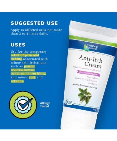 Earth's Care Anti Itch Cream - Steroid Free Soothes Sunburns & Itchy Skin 2.4 OZ (2 Tubes) - International Shipping Available - Buy Online on GoSupps.com