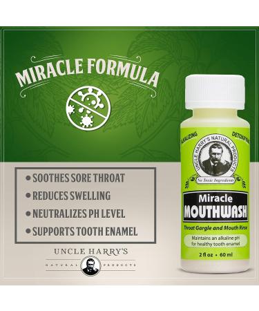 Uncle Harry's Natural Alkalizing Miracle Mouthwash - pH Balanced Oral Care for Adults & Kids (2 fl oz) - Buy Online on GoSupps.com