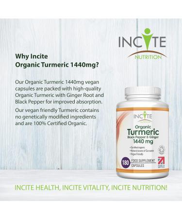 Organic Turmeric Curcumin 1440mg - 180 Vegan Capsules with Black Pepper & Ginger - Buy Online on GoSupps.com