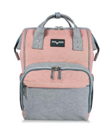 Tili Dili Premium Diaper Backpack with USB Charging Port (Blush Pink With Gray)