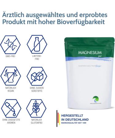 Magnesium Pure Powder 500g - Highly Bioavailable Vegan Magnesium Citrate Refill Bag - No Additives - International Shipping Available - Buy Online on GoSupps.com