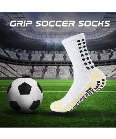 Men's Anti-Slip Grip Soccer Socks - 4 Pairs White | Non-Slip Pads for Football & Basketball - Buy Online on GoSupps.com