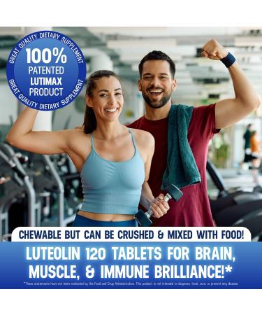 Lutimax Luteolin Complex - Immune Support & Brain Supplement | Antioxidants with Vitamin C D E for Joint & Muscle Health - 120 Tablets - Buy Online on GoSupps.com