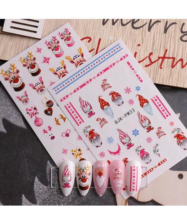 JMEOWIO 10 Sheets Christmas Pink Nail Art Stickers Decals Self-Adhesive Snowflake Winter Holiday Cute Nail Supplies Nail Art Design Decoration Accessories - Buy Online on GoSupps.com