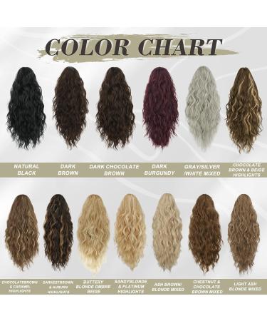 BARSDAR 18'' Curly Wavy Blonde Claw Clip Ponytail Extension - Synthetic Multi-Layered Ponytail Hairpiece for Women - 18 Inch Light Ash Blonde Mixed - Buy Online on GoSupps.com