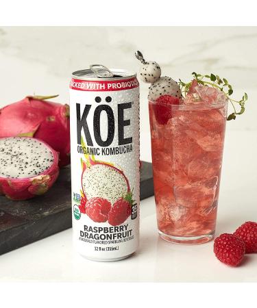 KE Organic Kombucha Cans - Raspberry Dragonfruit Flavor - 12oz - Pack of 12 - Buy Online on GoSupps.com