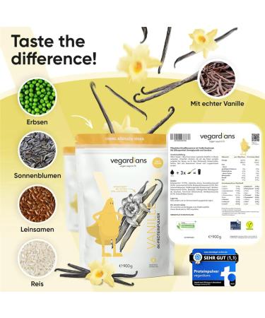 Buy Vegardians Innovative Vegan Protein Powder Vanilla (900g) | Creamy Delicious & Well Soluble | Soy & Wheat Free | Ideal for Enjoying - Buy Online on GoSupps.com