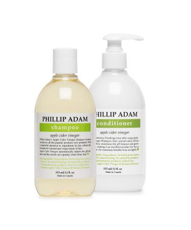 Phillip Adam Apple Cider Vinegar Shampoo and Conditioner Set for All Types of Hair - Sulfate Free - Nourishing & Moisturizing - 355ml Each 355 ml (Pack of 2)