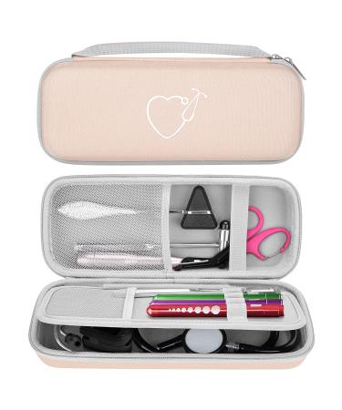 Yinke Case for Stethoscope 3M Littmann Classic III/Lightweight II S.E./Cardiology IV, Nurse Gift Hard Organizer Portable Carry Travel Cover Storage Bag. (Golden Pink)