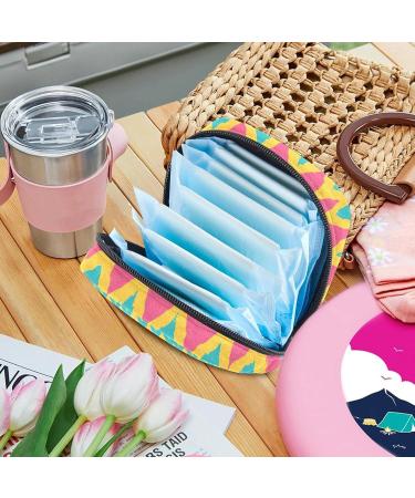 Stylish Menstruation Pad Bag with Zipper | Women's Tampon & Napkin Storage Bags in Yellow Pink Blue Green & Zigzag Pattern - Buy Online on GoSupps.com
