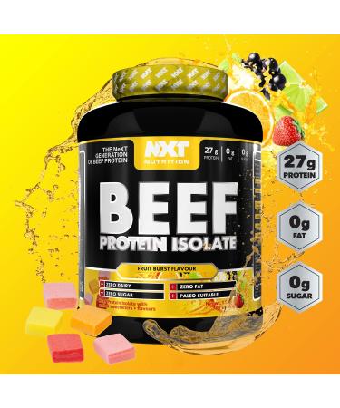 NXT Nutrition Beef Protein Isolate Powder 1.8kg - Paleo Keto Friendly Protein with Natural Amino Acids - Dairy & Gluten Free - Fruit Blast Flavor - Buy Online on GoSupps.com