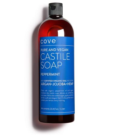 Cove Castile Soap Peppermint - 1 Liter / 33.8 fl oz - Organic Argan  Jojoba  and Hemp Oils Peppermint 33.81 Fl Oz (Pack of 1)