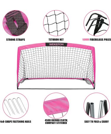 WEKEFON Soccer Goal 5' x 3.1' Portable Soccer Net with Carry Bag for Backyard Games and Training for Kids and Youth Soccer Practice  1 Pack Pink - Buy Online on GoSupps.com