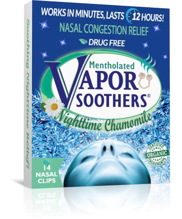 Vapor Soothers Nasal Dilator Clips Instant Nasal Congestion Relief Nighttime Chamomile 14 Count Drug-Free 14 Count (Pack of 1) Nighttime Chamomile