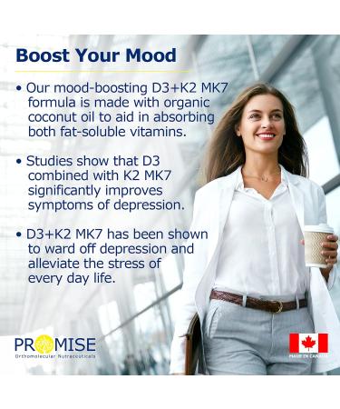 Promise Vitamin D3+K2 MK7 with Organic Coconut Oil 120 Soft gels. Bone Joint and Heart Health Rapid Immune Support- non-GMO- Made In Canada - Buy Online on GoSupps.com
